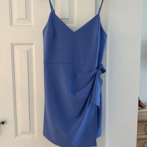 French Connection Baja Blue Periwinkle Sweetheart dress 8 Faux Wrap Ruched Front